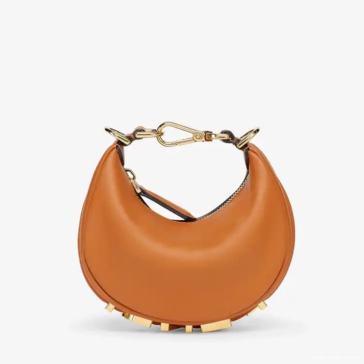 Cheap Leather Calf Fendi In Hobo Nano Bag Fendigraphy Brown 0502
